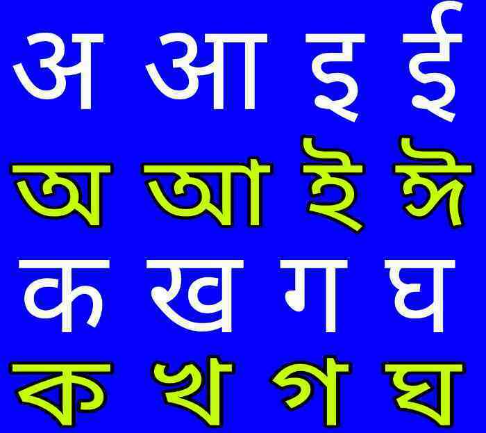 Sanskrit alphabet with Bengali