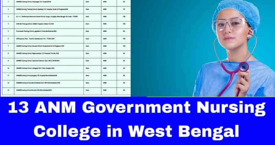 List of Government Colleges in West Bengal For ANM Nursing