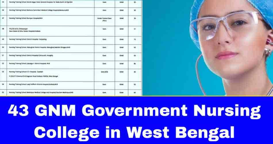 List of Government Colleges in West Bengal For GNM Nursing