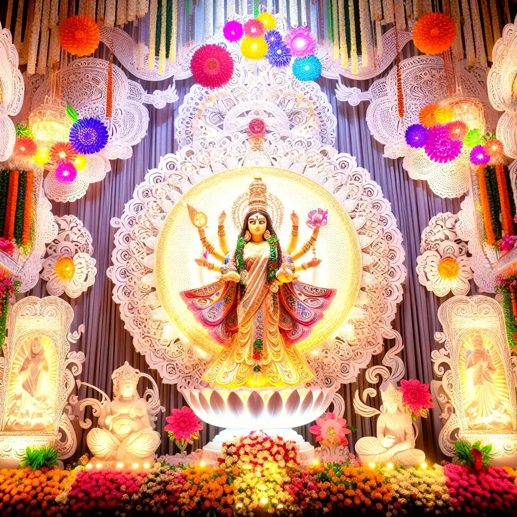 Saraswati puja pandal decoration image