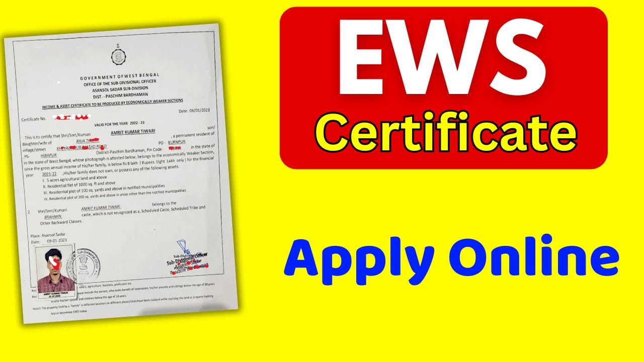 EWS Certificate Apply Online West Bengal
