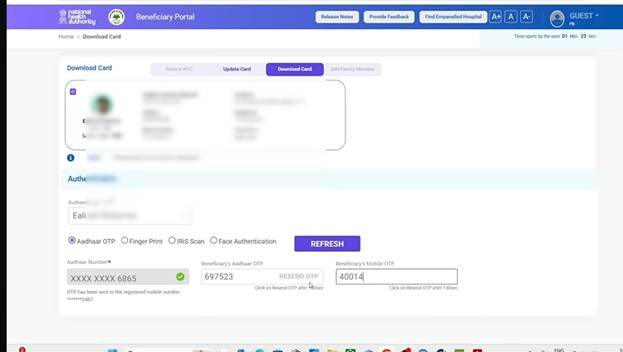 ayushman download card portal